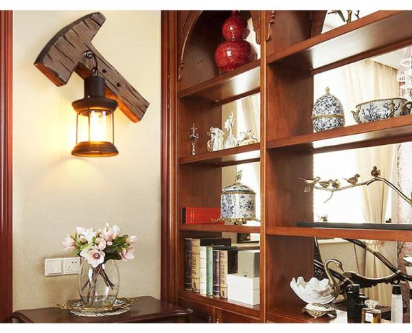 Restaurant bar cafe light creative industrial Vintage wood wall lamp(WH-VR-53)
