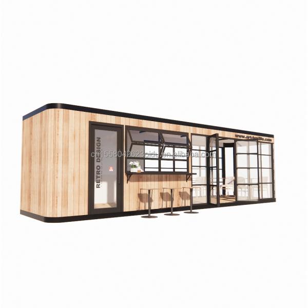Cuadro de acero acero galvanizado doblado 180g Diseño moderno 20ft 40ft Prefab Container Casa para cafeterías móviles Restaurantes