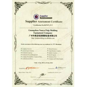 Guangzhou Nanya Pulp Molding Equipment Co., Ltd. Certificaciones