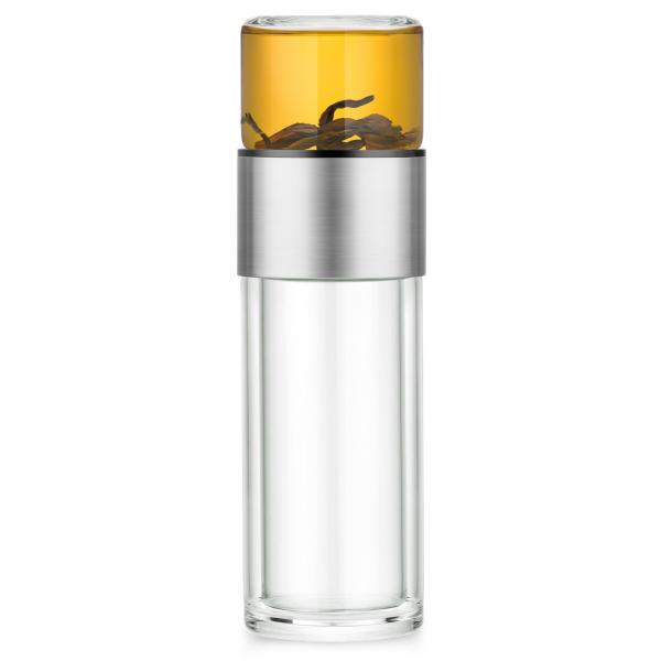 Handheld Double Wall Glass Tea Infuser Thermo Water Flask Customized