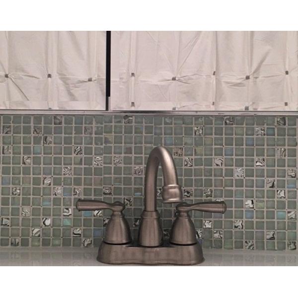White Iridescent Crackle Bathroom Backsplash Tile Mosaic Glass Wall