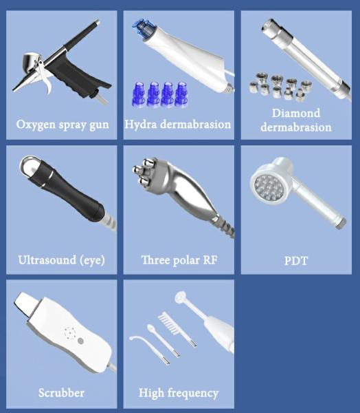 Commercial 9 in1 Oxygen Hydrafacial Machine , 90Kpa Skin Spa Machine