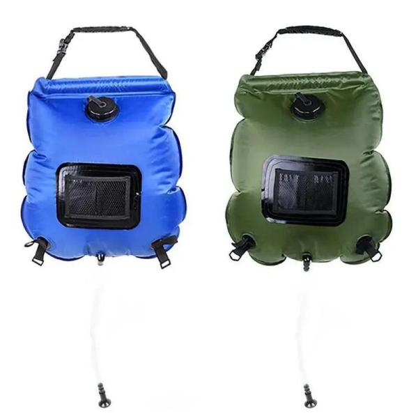 20L PVC Portable Outdoor Camping Shower Bag for Solar Heated Shower in Green or Blue