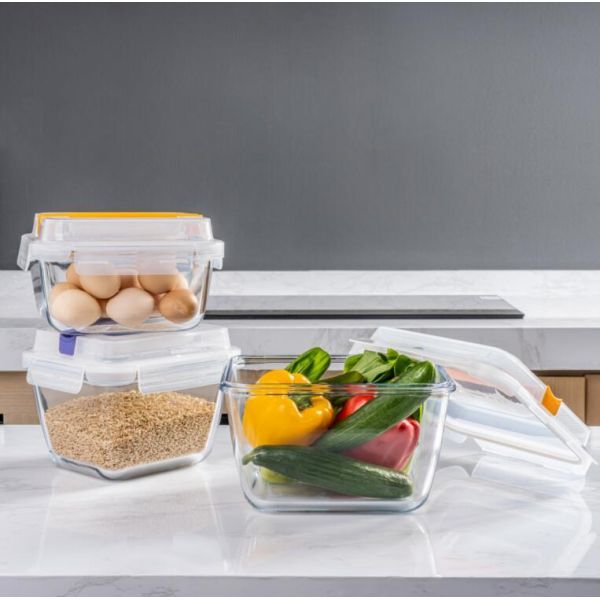 IKOO New Design extra Large High Borosilicate Glass Food Storage Container with Handle