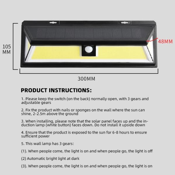 180 Led Cob Solar Lights Outdoor Wireless Motion Sensor Wall Security Light