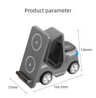 Estação de carregamento sem fio cinza Forma de carro Luz noturna 15w Voltagem de saída DC5V/1.2A