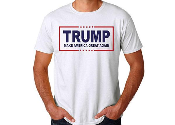 White Sublimation Printed Casual T - Shirts Cotton Crew Neck Regular Fit