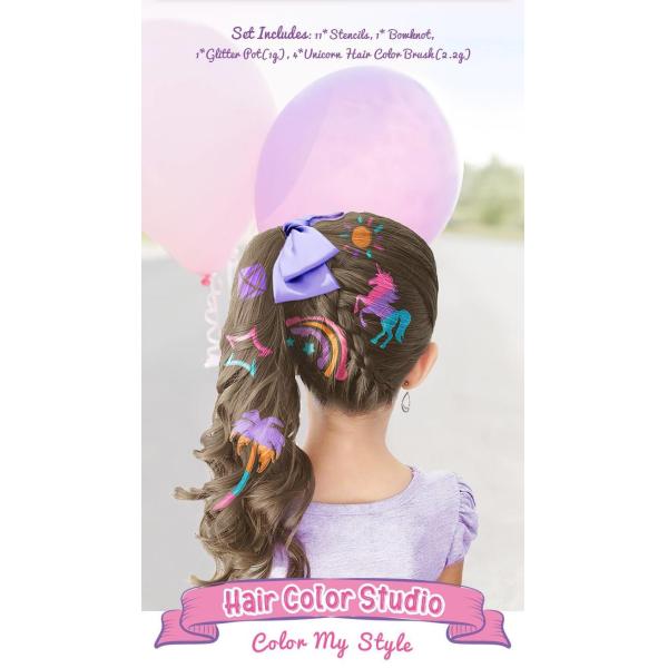 Kids Self Expression Hair Chalk Kit Unicorn Temporary Hair Color Rinse