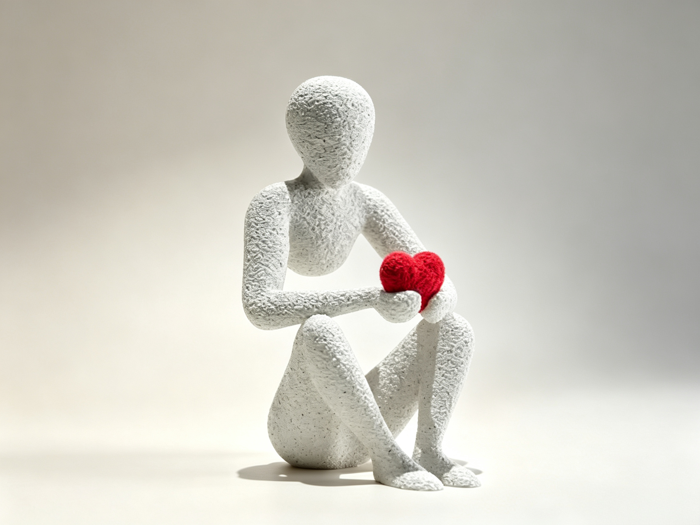 Abstract Love‑Themed Red‑Heart 3D Printed Art With Minimalist Silhouette For Home Display, Gifting