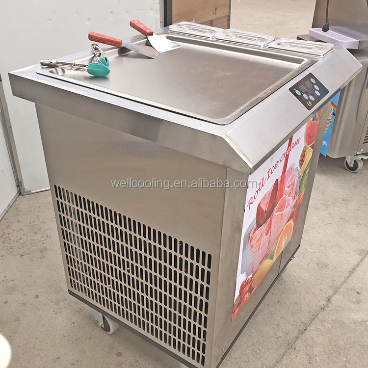New Arrival Frozen Yogurt Single Pan Homemade Thailand Rolled Fried Ice Cream Machine