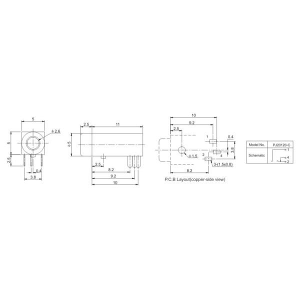 соединитель гнезда Джек 4pin SMT наушника наушников 2.5mm