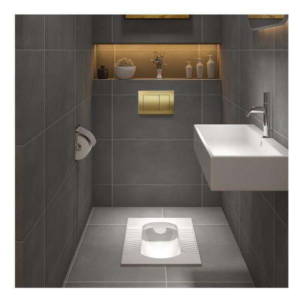 Bathroom Gold Color Smart Toilet with Upper Cistern and Customizable Colored Water Tank