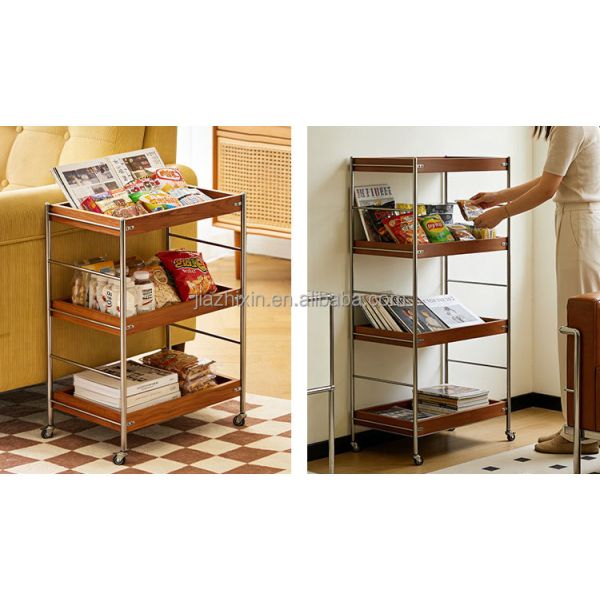 4 Tier Metal With Wheels Kitchen Fruit Vegetable Rack Sofa Coffee Tea Table Bedroom Bedside Organizer Stand Snack Trolley Shelf