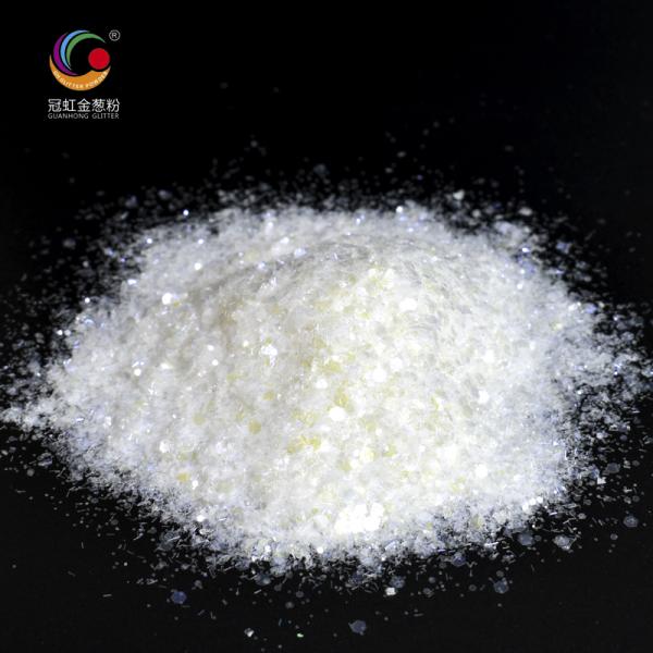 White PET Chunky Loose Cosmetic Glitter Pigment Mixes Irregular Strip For Stage Performance