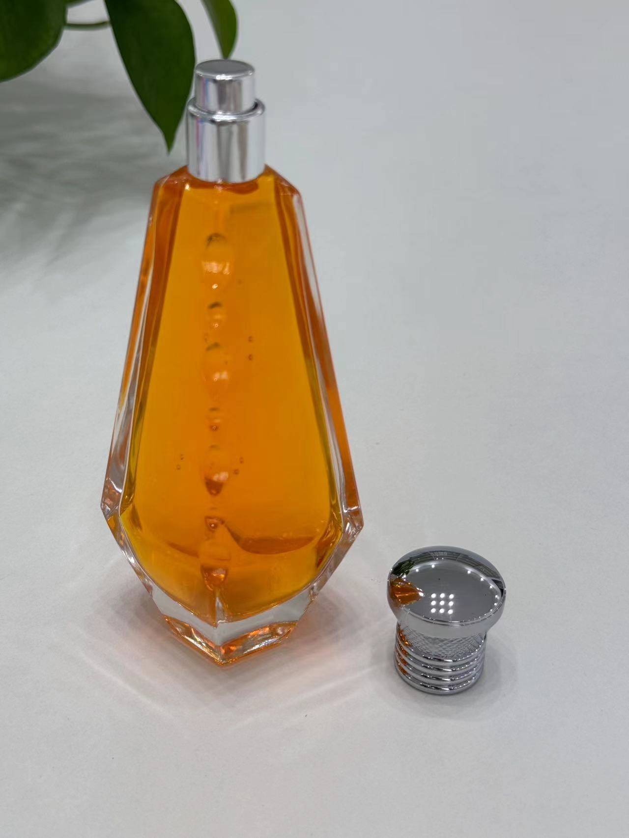Modern Geometric Chrome Zamak Perfume Cap