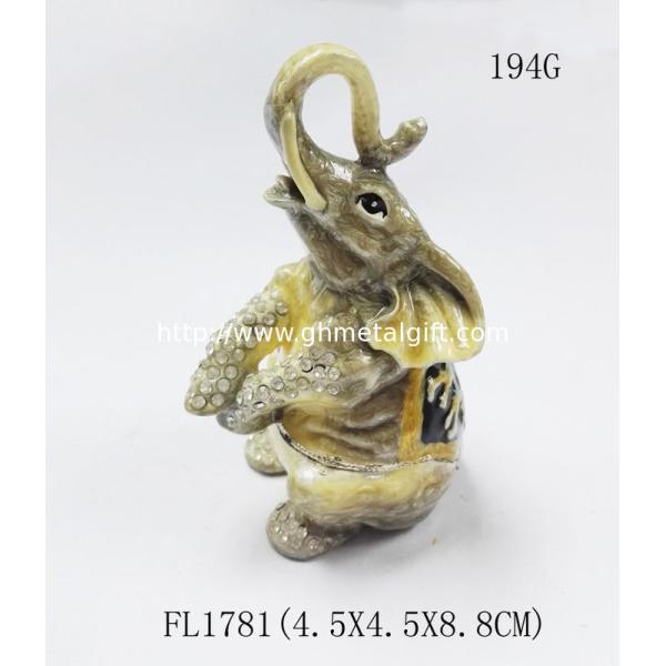 Hot sale elephant box elephant metal trinket box pewter elephant jewelry box for gift