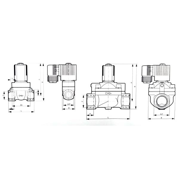 Type 1/2'' 5404 High Pressure Servo-assisted 2/2-way Piston Brass Solenoid Valve