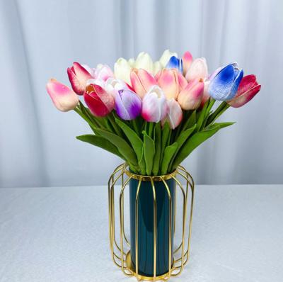 Flores de tulipa falsas de ramo único de pvc de plástico de sensação macia artificial toque real