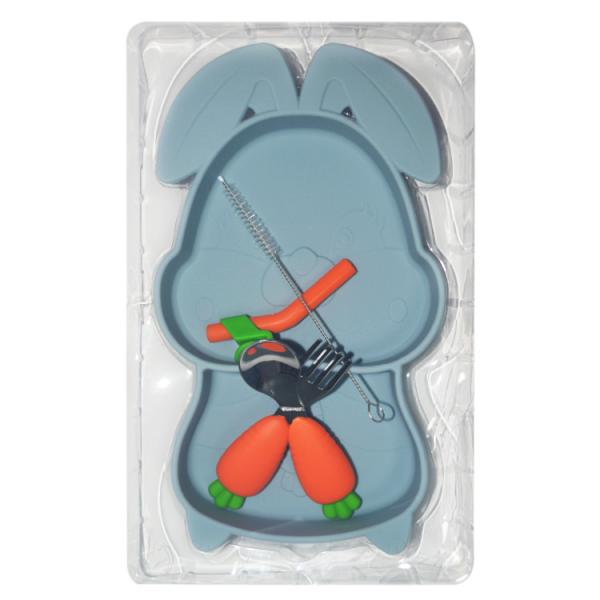 6 Pcs Sets Silicone Baby Feeding Plates Nontoxic Dishes With Cup Bib Plate Bowl Fork Spoon
