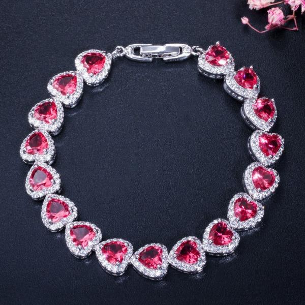 Elegant Prom Party Bracelets Jewelry Heart Shape Bracelets Blue Purple Red Green Yellow Crystal Stone Charm Bracelets