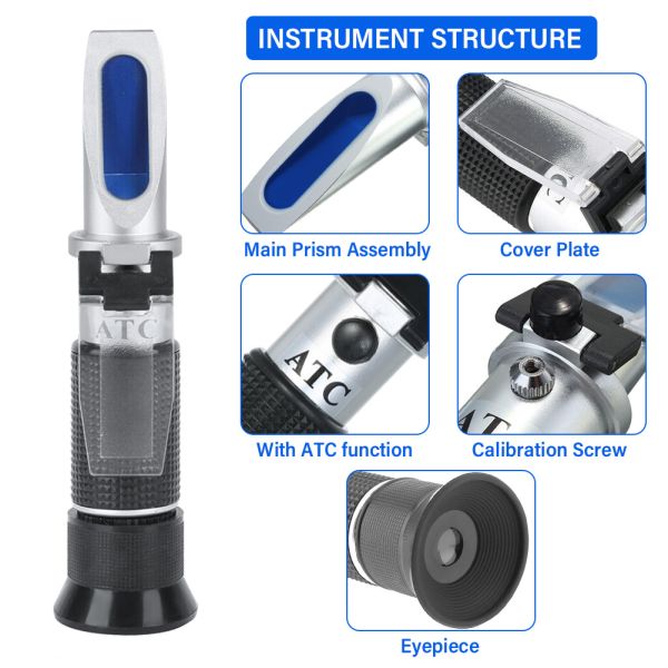 Hand-held Brix Refractometer with 0-40% Brix Range and Automatic Temperature Compensation for Wine Wort and Sugar Testing