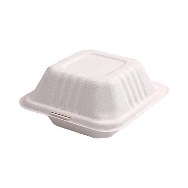 Boîte à burger personnalisée en gros, biodégradable, qualité alimentaire, en résidus de maïs, boîte cloche, restauration rapide, boîte à emporter