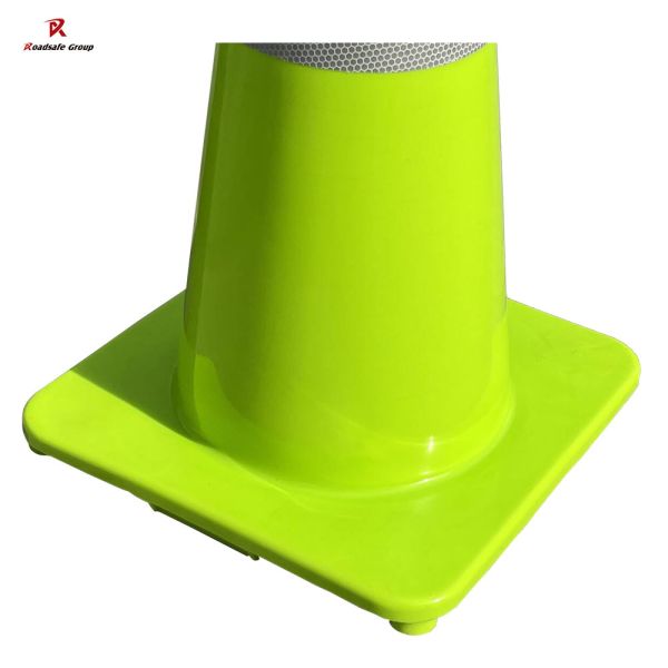 Green/Yellow Traffic PVC Cones Barriers White High Reflective Film 70cm Plastic Road Safety Flexible Cones