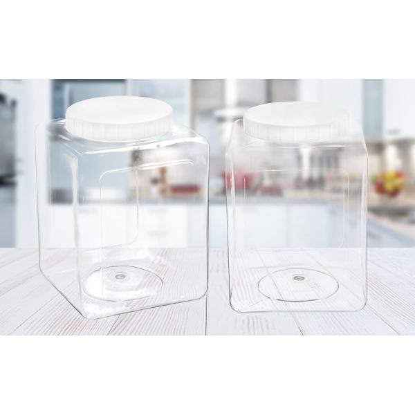 Plastic Jars, Plastic Gallon Containers With Lids, Large Square Plastic Food Storage Jar For Kitchen, Dry Food, Snack