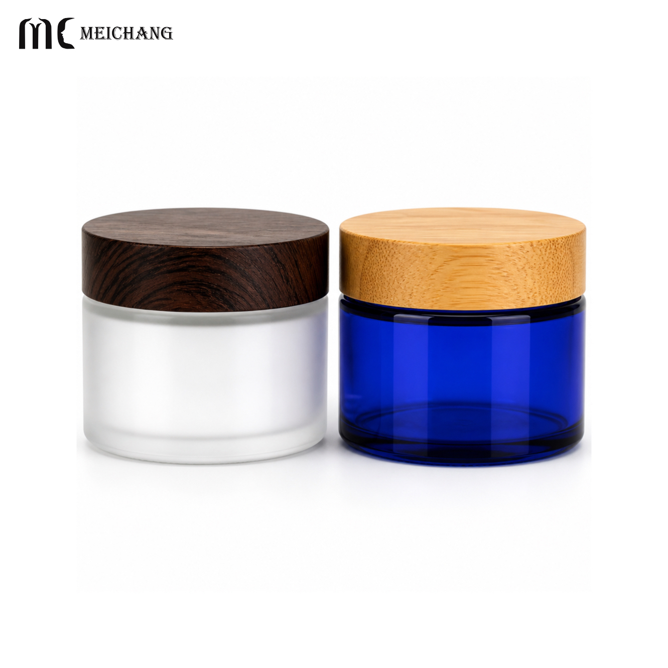 1oz/2oz/4oz/8oz/16oz Amber & Frosted Clear Glass Cosmetic Jar with Black/White Lid(MC-G-557)