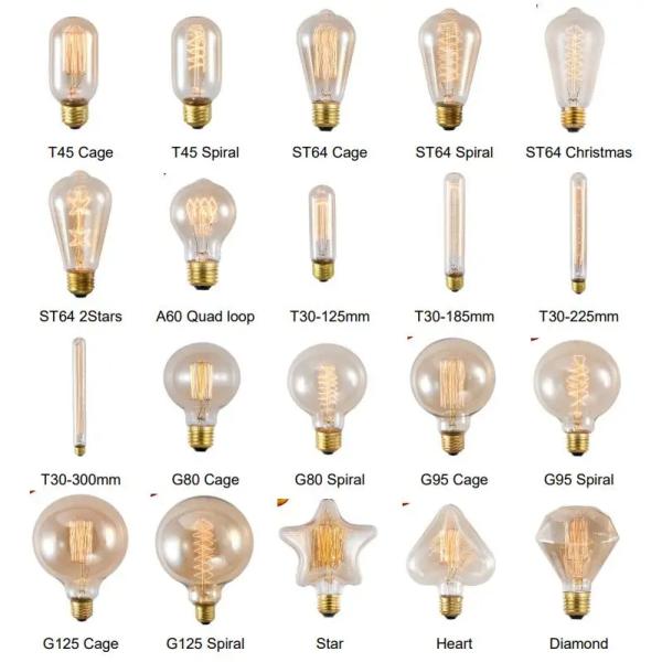 Retro Style Bulb 110v-220v Antique Incandescent Lamp St64 St58 E26 E27 B22 25w 40w 60w