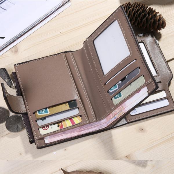 Men's 2023 Custom Logo Multi-card Short Wallet with Zipper and Anti-Theft Design