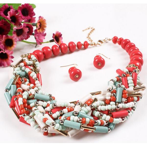 European and American fashion exaggerated bohemian retro twist woven beads earrings
