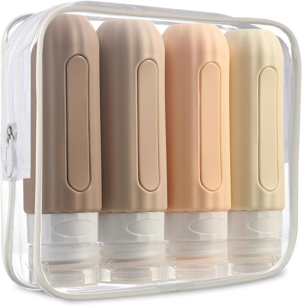 Bouteilles de toilettes de voyage en silicone compactes