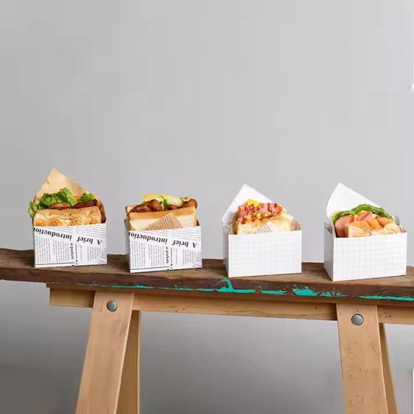 En gros Emballage de hamburgers en papier de qualité alimentaire Boîte à emporter de hamburgers sandwich fast food