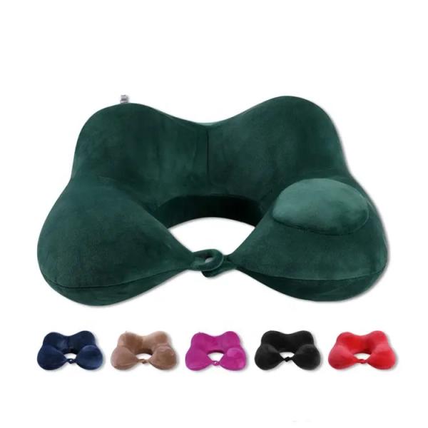 Travel/Camping/Car/Airplane U-Shaped Inflatable Neck Pillow with Washable Pillowcase