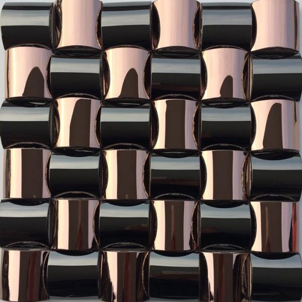 Brush Vein Polygon Metallic Mosaic Tiles Sheets In TV Setting Wall