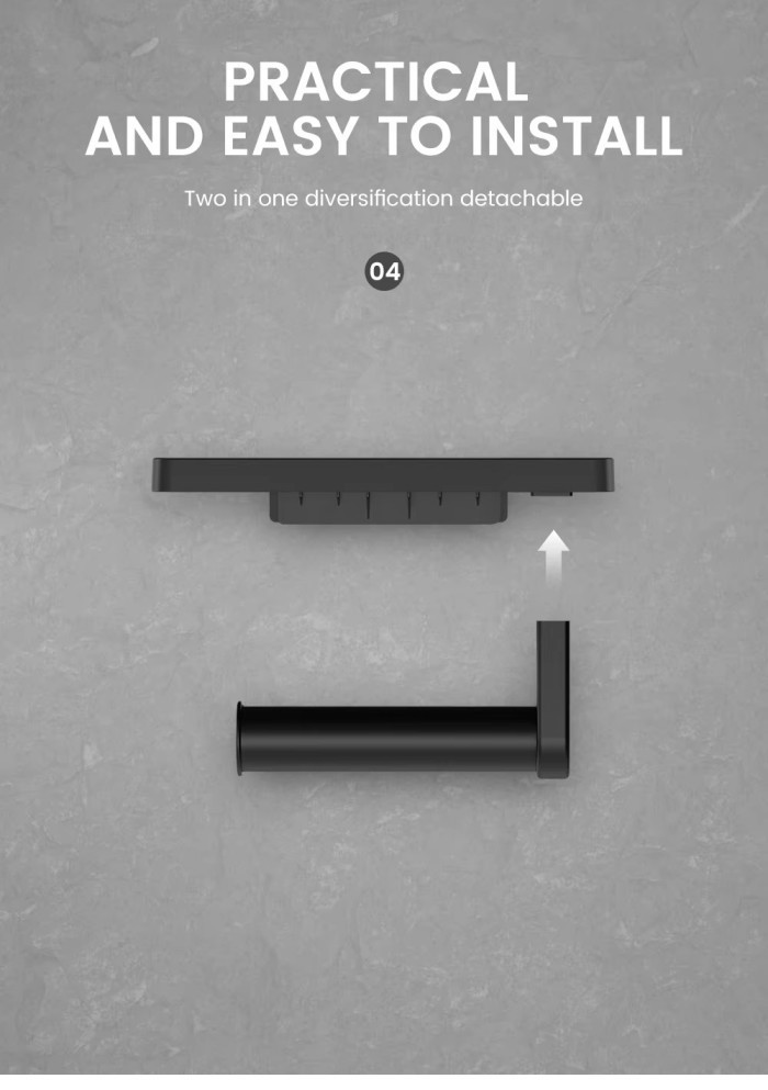 Self Adhesive Wall Mounted Toilet Tissue Holder Drop Proof Design Space Saving Shelf