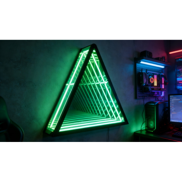 Kingstin RGB Abyss Mirror LED Light Customizable Shape Size, for Gaming Room Live Broadcast Background Bar Decoration