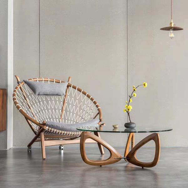 Butterfly Shaped Glass Stainless Steel Coffee Table  Elegant Modern