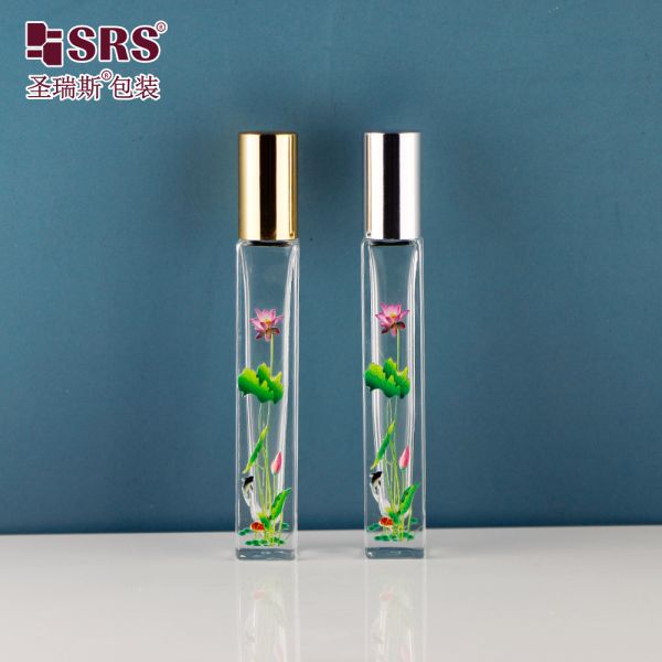 GB2 Square Luxury Leak Proof Paint Color Empty Glass Roll On Bottle For Essential Oil