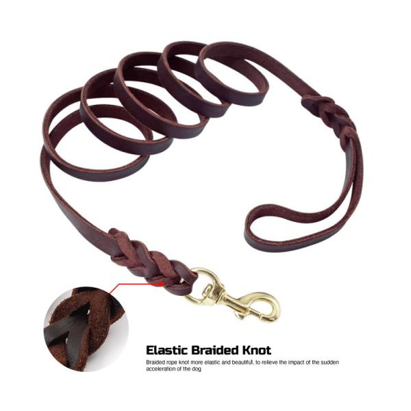 Braided Custom Running Training Genuine Leather Dog Leash For Medium Puppy Dog