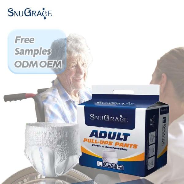 SNUGRACE Pants Type Adult Diapers Disposable and Easy to Wear for 25-120 Waist Size