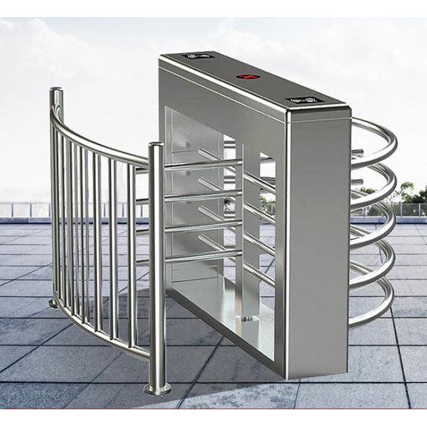 Dual Bearing SS304 Acrylic Half Height Turnstile 450mm Arm Stainless Steel