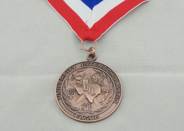 University Ribbon Medals , Die Casting , 3D And Antique Copper Plating For Gift