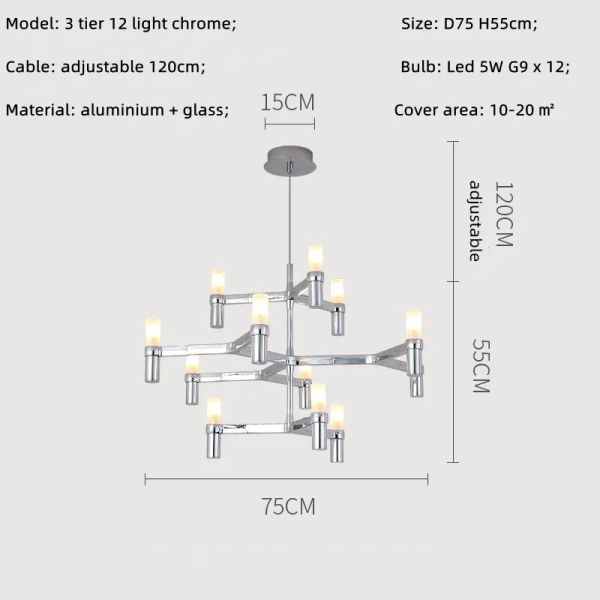 Crown Major Pendant lamp Nordic Tube chrome chandelier Crown Plana Mega Pendant(WH-AP-637)