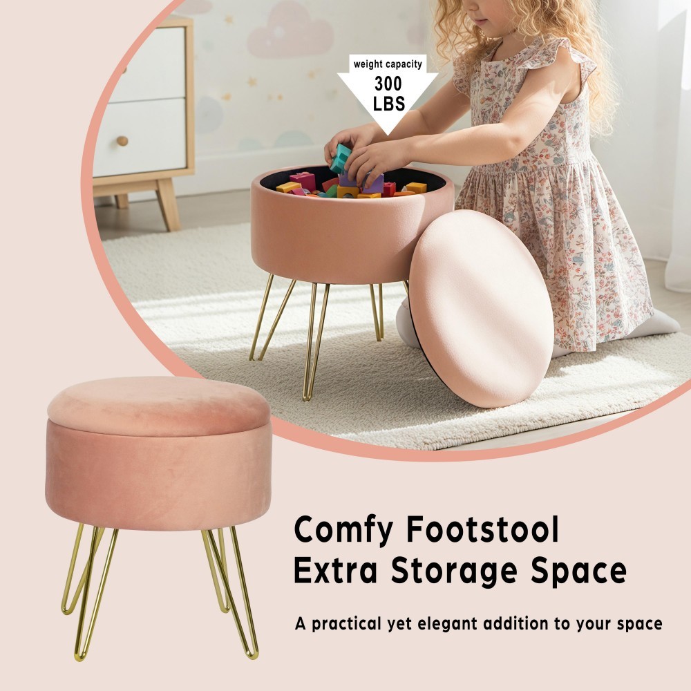 Metal Legs Dual Purpose Storage Round Non Slip Space Saving Home Houseware