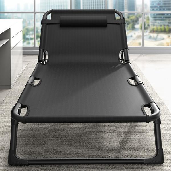 Adjustable Camping Cot with Pillow Folding Patio Chaise Lounge Pool Chair Outdoor for Beach Foldable Portable Bed