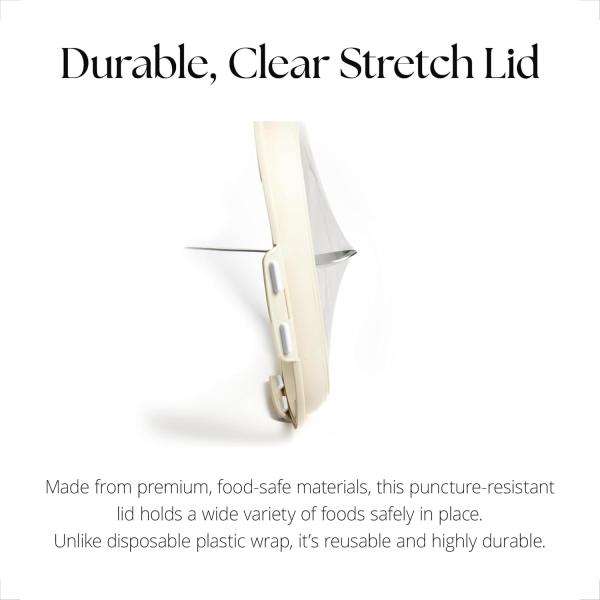 Bandeja Cuadrada de Almacenamiento de Alimentos para Cocina Reutilizable con Tapa Estirable