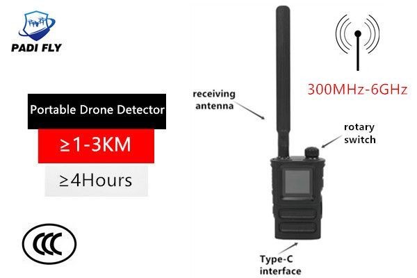 Full Range 300MHz-6GHz Detection Frequency HandHeld Drone Signal Detection Alarm System with Cell  WiFi GPS Jammer