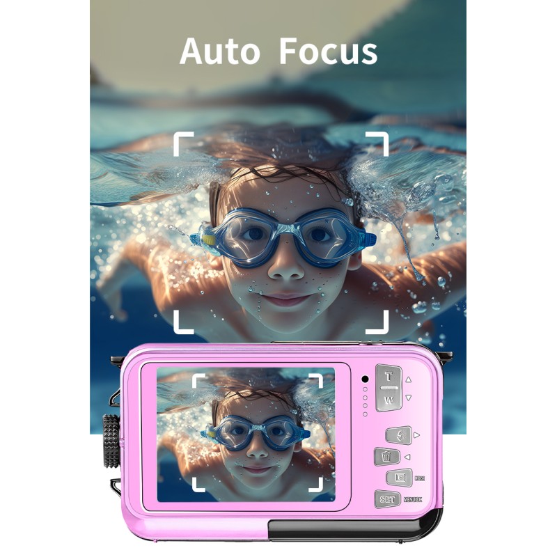 4K Underwater Camera 56MP UHD Video 16X Digital Zoom Anti Shake Auto Focus 2.7 Inch HD Screen for Snorkeling Diving and Swimming